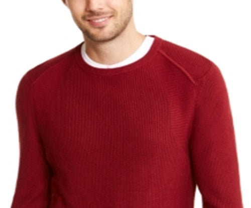 INC International Concepts Men's Sweater Crewneck Textured Knit Solid Pullover Red Size XX-Large