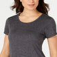 Ideology Women's Heather Short Sleeve Scoop Neck T-Shirt Top Gray Size X-Small