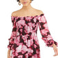 Bar III Women's Smocked Off the Shoulder Mini Dress Red Size XX-Large