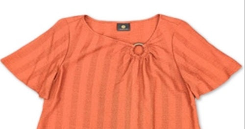 JM Collection Women's Striped O Ring Top Orange Size Petite Small