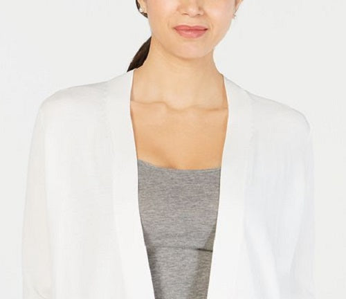 Charter Club Women's Textured Knit Open Cardigan White Size Small