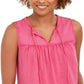 Style & Co Women's  Cotton Sleeveless Peasant Top Pink Size X-Small