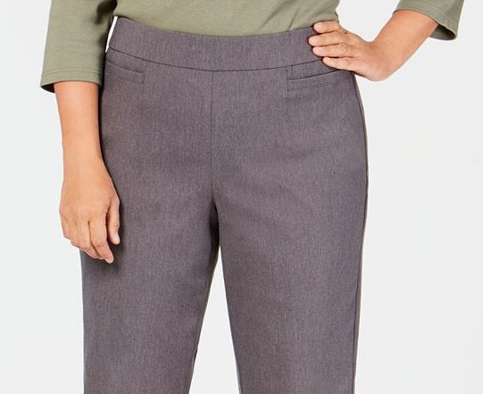 Alfred Dunner Women's Classic Allure Tummy Control Pull on Short Length Pants Gray Size 24W