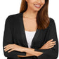 JM Collection Women's Mixed Ribbed Split Sleeve Cardigan Black Size Small