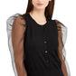 INC International Concepts Women's Woven Sleeve Cardigan Black Size Medium