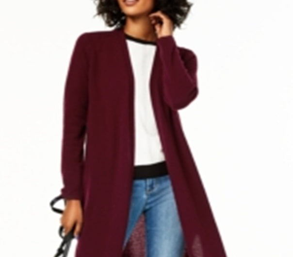 Charter Club Women's Pure Cashmere Duster Cardigan Red Size X-Small