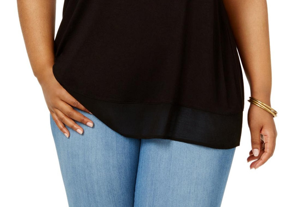 Belldini Women's Plus Cold Shoulder Top Black Size 3X