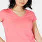 Maison Jules Women's V Neck Patch Pocket T-Shirt Pink Size XX-Large