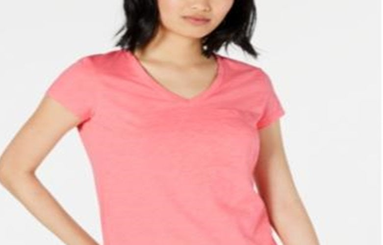 Maison Jules Women's V Neck Patch Pocket T-Shirt Pink Size XX-Large