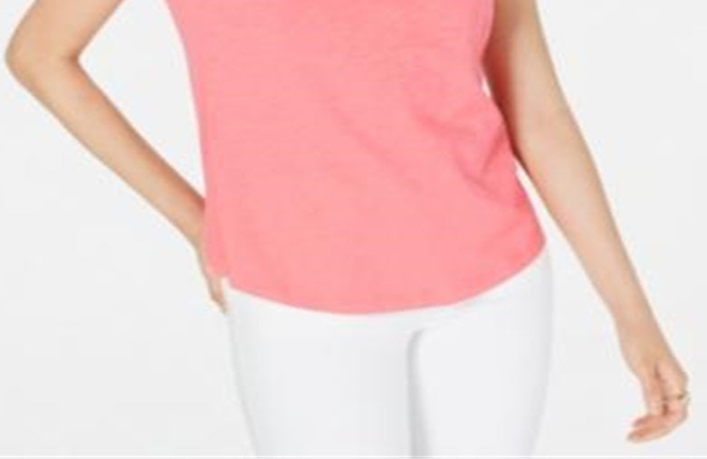 Maison Jules Women's V Neck Patch Pocket T-Shirt Pink Size XX-Large