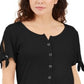 Karen Scott Women's Button Front Top Black Size Medium