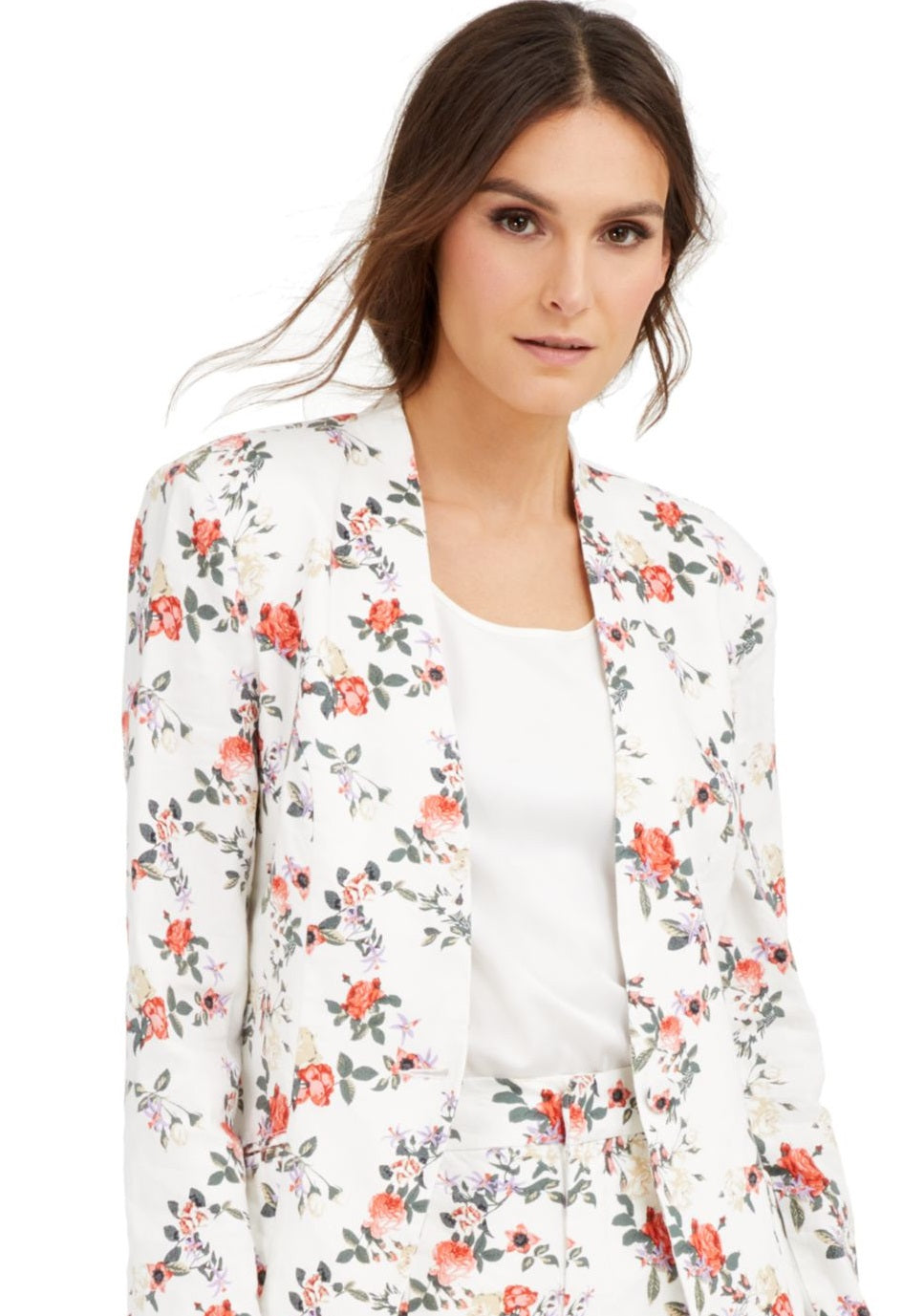 INC International Concepts Women's Floral Blazer Jacket White Size Small