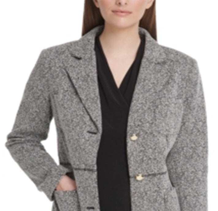 DKNY Women's Speckled Knit Topper Jacket -Gray- Size 8