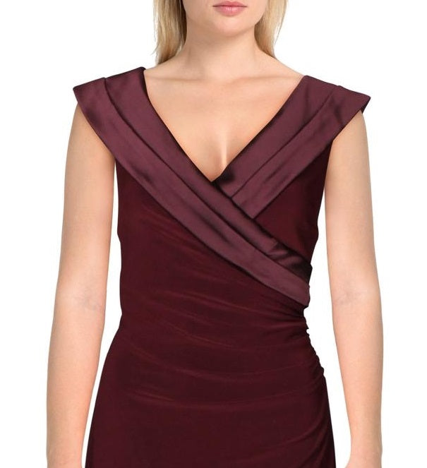 Ralph Lauren Women's Pleated Sleeveless Leonetta Evening Dress Red Size 18
