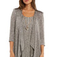 R & M Richards Women's Pleated Metallic Dress Jacket & Necklace Brown Size 12 Petite