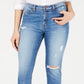 Flying Monkey Women's La Jolla Light Washed Distressed Mom Jeans Blue Size 24