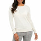 Charter Club Women's Button Cuff Crewneck Sweater White Size S