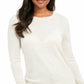 Charter Club Women's Button Cuff Crewneck Sweater White Size S