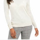 Charter Club Women's Button Cuff Crewneck Sweater White Size S