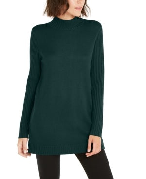 INC International Concepts Women's Mock Neck Stitched Tunic Green Size XX-Large