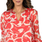 Alfani Women's Blouse Bold Abstract Top V Neck Orange Size Small