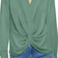 INC International Concepts Women's Twist Front Blouse Green Size X-Large