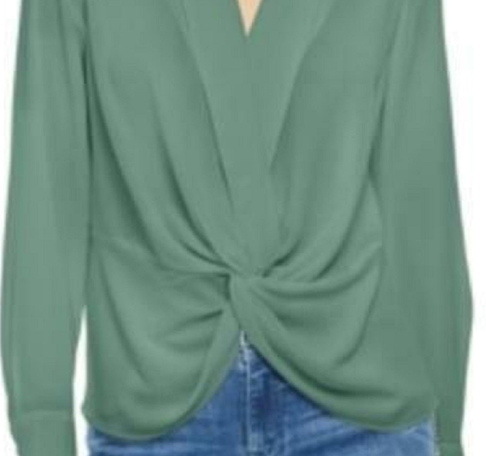 INC International Concepts Women's Twist Front Blouse Green Size X-Large