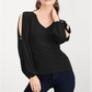 INC International Concepts Women's Split Sleeve Rhinestone Button Top Black Size X-Small