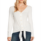 Vince Camuto Women's Ribbed Knit Tie Front Top White Size X-Large
