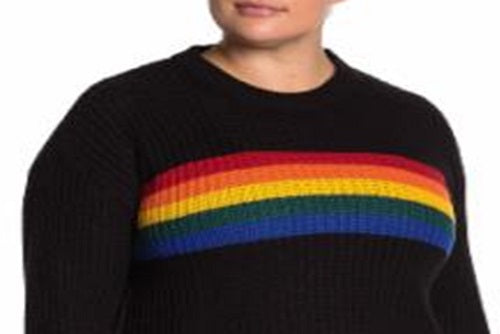 Planet Gold Women's Trendy Plus Rainbow Sweater Black Size 1X