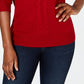 Karen Scott Women's Cable Front Mock Neck Sweater Red Size Small