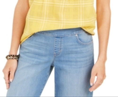 Style & Co Women's Cotton Plaid Flutter Sleeve Top Yellow Size Medium