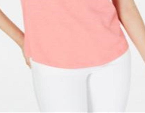 Maison Jules Women's V Neck Patch Pocket T-Shirt Pink Size Small