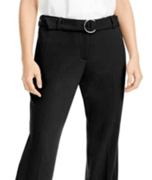 Alfani Women's Belted Straight Leg Pants Black Size 12