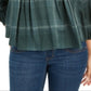 Style & Co Women's Plaid Split Neck Top Green Size X-Small