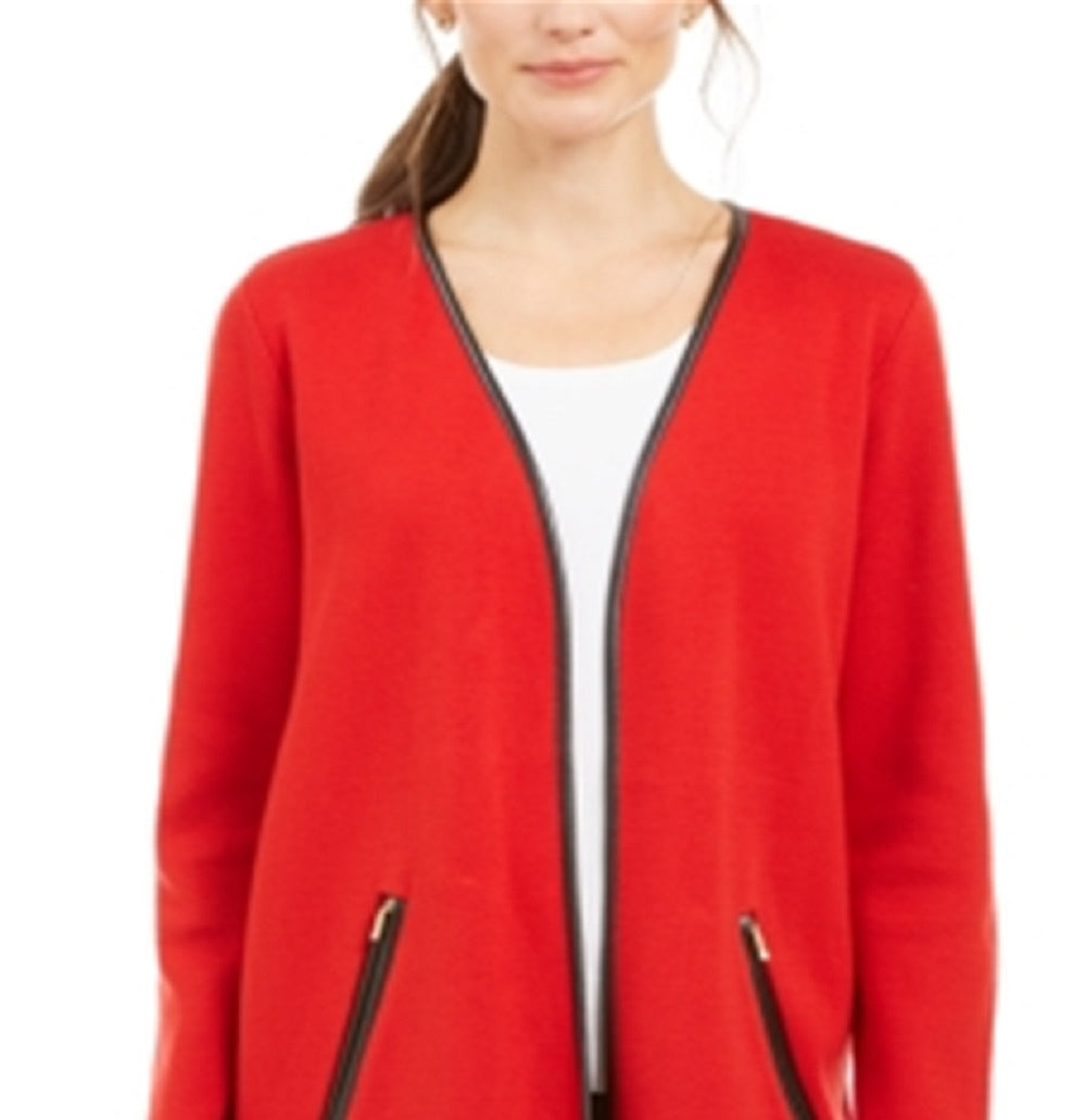 Charter Club Women's Overcoat Jacket Red Size Petite X-Large