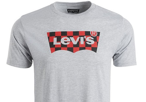 Levi's Men's Checkered Logo T-Shirt Grey Size Medium