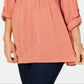 Style & Co Women's Roll Sleeve Oversized Shirt Orange Size X-Large