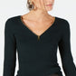 INC International Concepts Women's Zipper Embellished Sweater Green Size Large