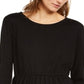 INC International Concepts Women's Tulle Peplum Top Black Size X-Small