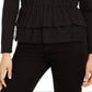 INC International Concepts Women's Tulle Peplum Top Black Size X-Small