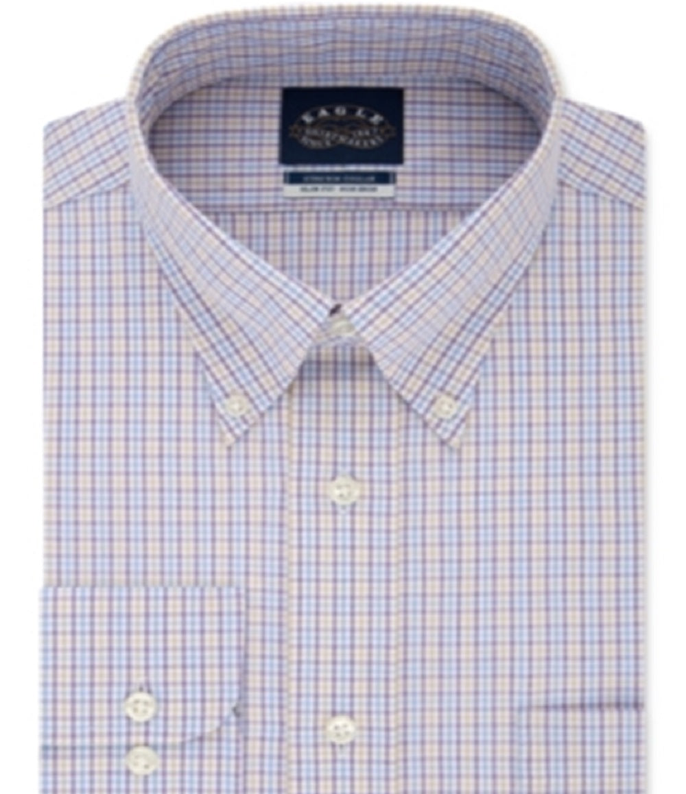 Eagle Men's Cotton Plaid Button Down Shirt Purple Size XL