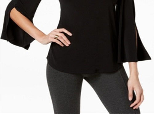Alfani Women's One Shoulder Applique Top Black Size Petite L