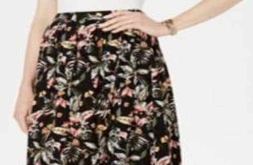 Style & Co Women's Printed High Low Skirt Black Size Petite X-Large