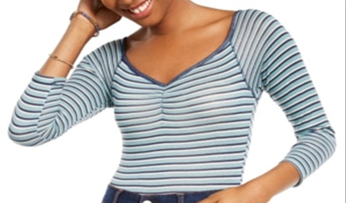 Self Esteem Junior's Striped Bodysuit Blue Size X-Large