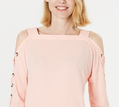 JM Collection Women's Statement Sleeve Cold Shoulder Top Orange Size X-Large
