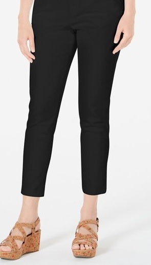 स्टाइल एंड को वीमेन का क्रॉप पुल ऑन स्ट्रेट लेग पैन्ट्स ब्लैक साइज़ L