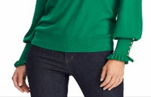Ralph Lauren Women's Button Cuff Long Sleeve Sweater Green Size Small