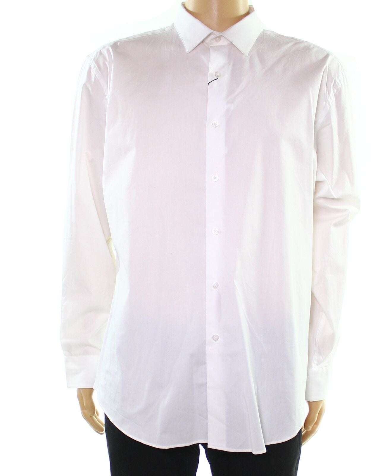 Alfani Men's Dress Shirt Bright Regular Fit Point Collar White Size 37/38