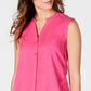 Style & Co Women's Cinched Side Sleeveless Top Pink Size Petite XL
